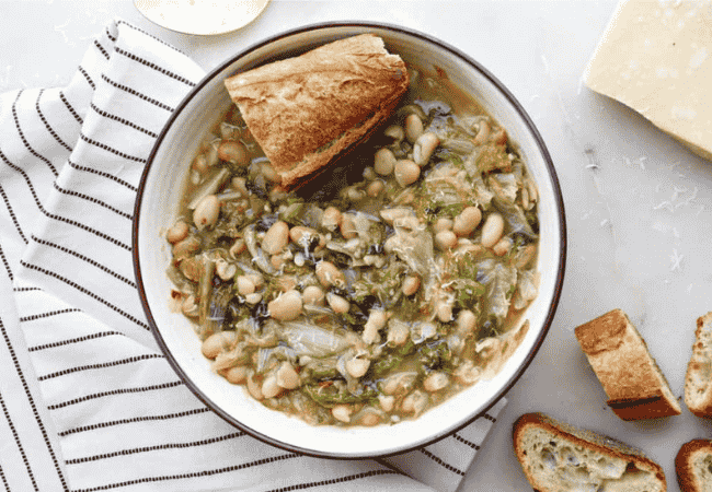 Vegan Tuscan White Beans with Braised Escarole
