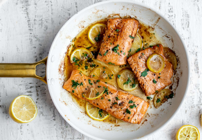 Pan-Seared Salmon with Garlic Lemon Butter